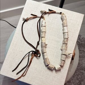 Unique artisan deer antler beaded Handmade Necklace adjustable with moonstone